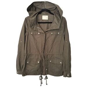 Life in Progress Olive Green Cotton Hooded Utility Field Jacket Womens Medium